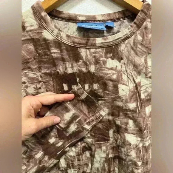 SimplyVera Vera Wang women’s long sleeve top abstract print brown size petite S - Picture 3 of 9